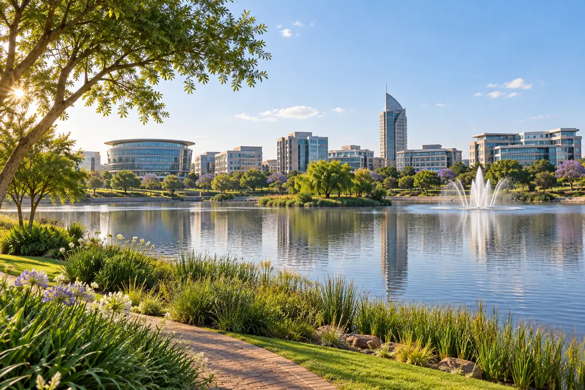 Centurion Lake and the Centurion skyline in Pretoria